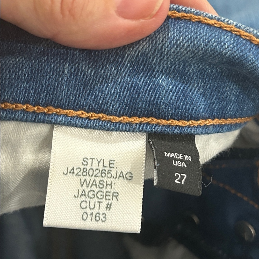 Veronica Beard Carolyn 10" Baby Boot Tuxedo Stripe Raw Hem Button Fly Jeans - 27 - Picture 9 of 10